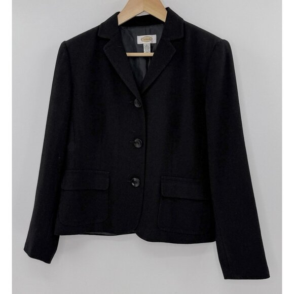 Talbots Black Wool Blazer Three Button  Jacket Sz 6 Career Professional USA - Picture 1 of 10